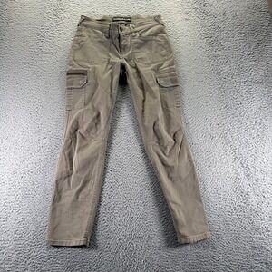 Express Pant Women 4 Brown Cotton Cargo Straight Stretch Utility Workwear Travel